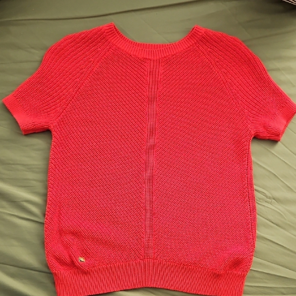 Ralph Lauren Red Crew Neck Sweater with Ribbed Texture